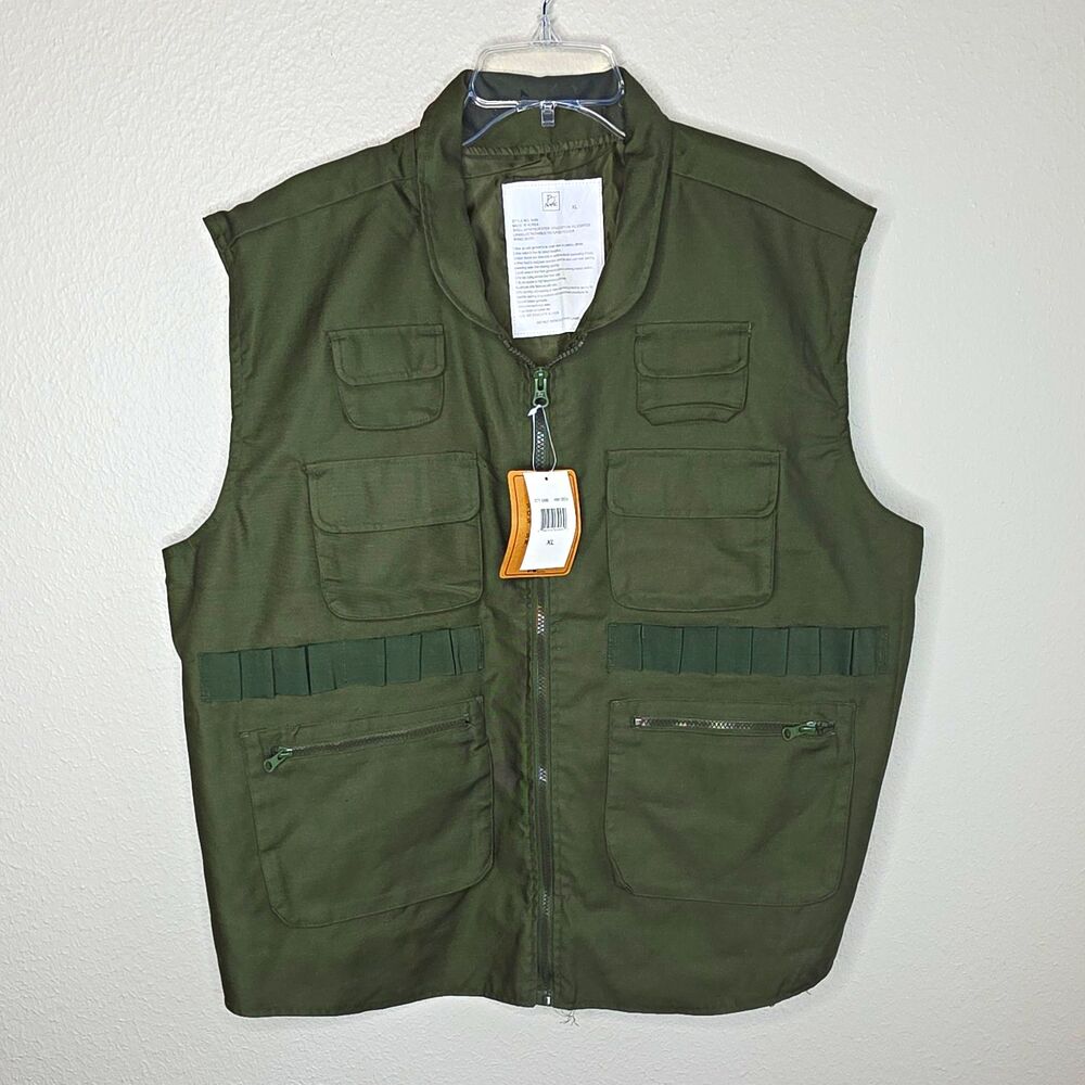 Vintage PJ Mark Tactical Utility Vest XL Army Green Quarpel 90s Y2K NEW READ